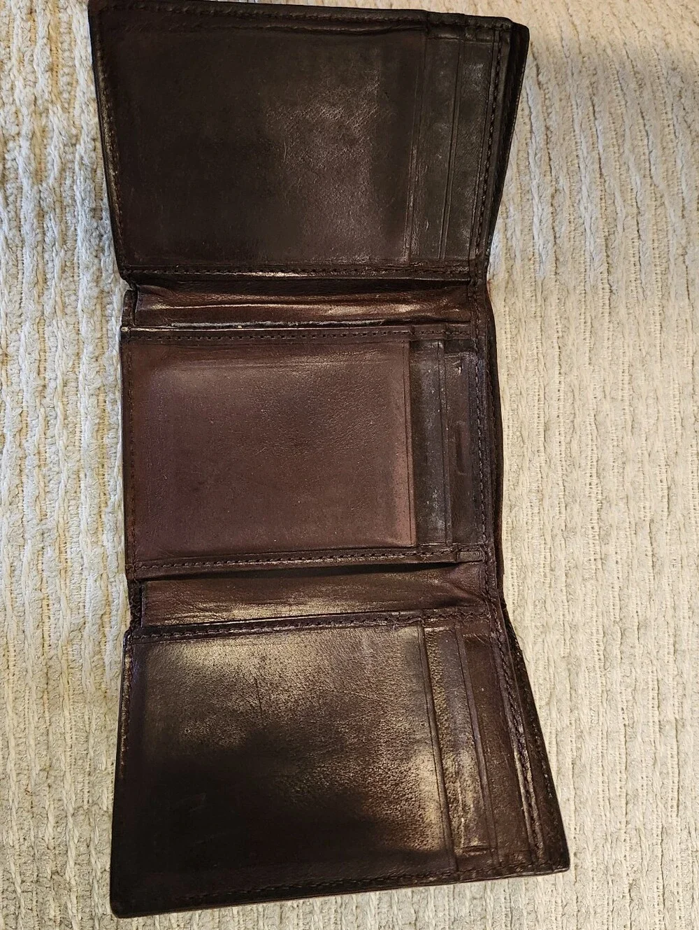 Men's Genuine Leather Vintage Brown Coach Trifold Wallet Made In Italy